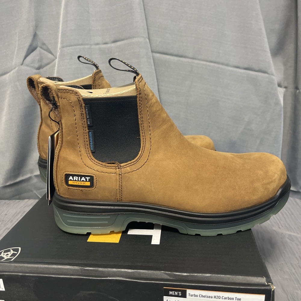 ARIAT® Men's Aged Bark Turbo Chelsea Waterproof Work Boots 10027331 Size 11 EE
